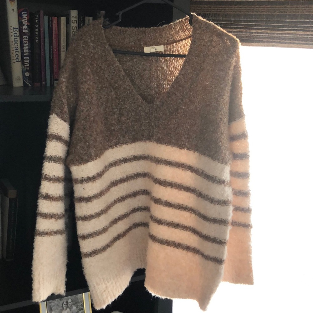 Oversized Tan/Brown and Cream Sweater